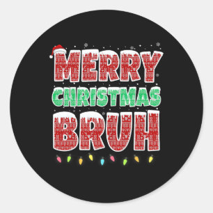 Adesivo Feliz Natal Bruh Ugly Sweater Luzes de Natal Fundi