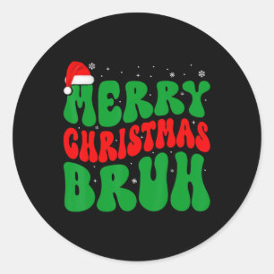 Adesivo Feliz Natal Bruh Xmas Luzes Santa Hat Mens Bo