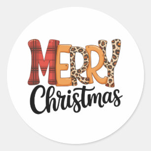 Adesivo Feliz Natal Búfalo Xadrez Vermelho Guepardo Leopar