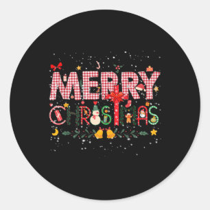 Adesivo Feliz Natal Buffalo Xadrez Vermelha Família Papais