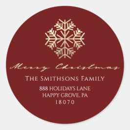 Adesivo Feliz Natal Burgundy Dourado RSVP Flocos de Neve