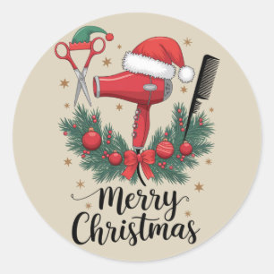 Adesivo Feliz Natal Cabeleireiro Estilista de Cabelo Xmas 
