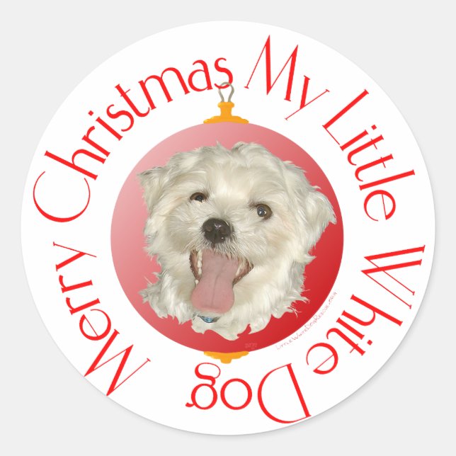 Adesivo Feliz Natal Cachorrinho Branco (Frente)
