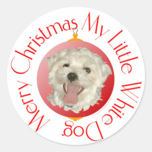 Adesivo Feliz Natal Cachorrinho Branco