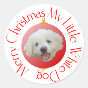 Adesivo Feliz Natal Cachorrinho Branco