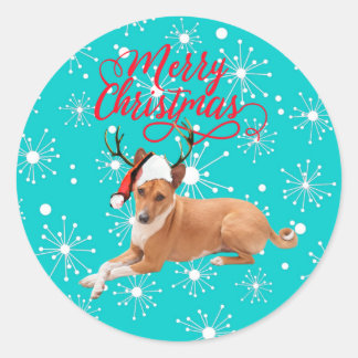 Adesivo Feliz Natal cachorro Basenji