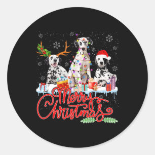 Adesivo Feliz Natal - Cães Dalmáticos Reindeer Ligh