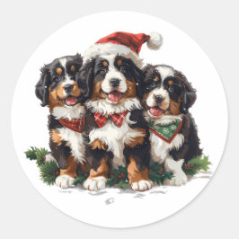 Adesivo Feliz Natal Cães de Montanha Berneses