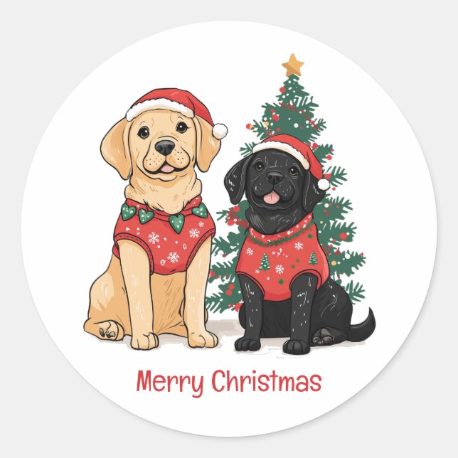 Adesivo Feliz Natal Cães Labrador Retriever (Frente)