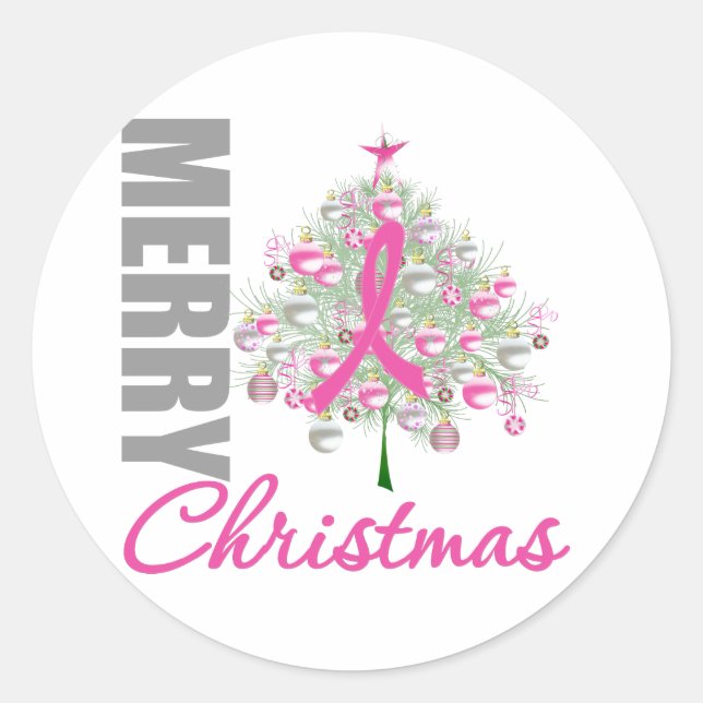Adesivo Feliz Natal Câncer da Mama Fresco Friso Rosa (Frente)