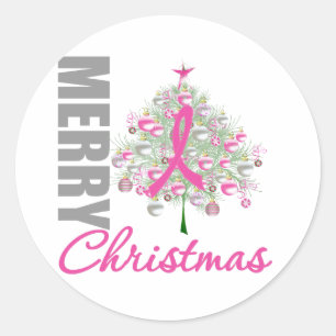 Adesivo Feliz Natal Câncer da Mama Fresco Friso Rosa