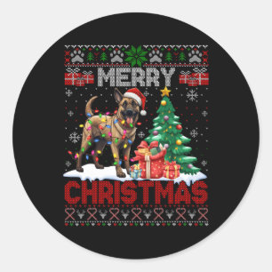 Adesivo Feliz Natal Cão Belga Malinois Lover Ugly Xm