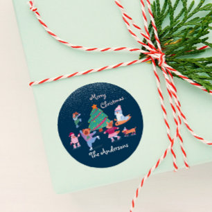 Adesivo Feliz Natal Cão Ice Skating Name Gift