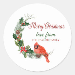 Adesivo Feliz Natal,Cardinal Vermelho Fruta do Azevinho