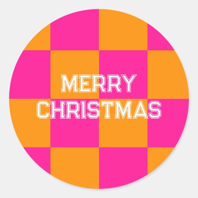 Adesivo Feliz Natal - Cheque Cor de Rosa Quente (Frente)