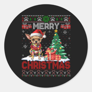 Adesivo Feliz Natal Chihuahua Dog Família Feia Xm