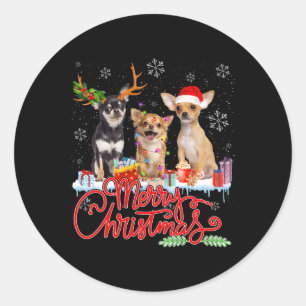 Adesivo Feliz Natal Chihuahua Dogs Papais noeis Reindeer L