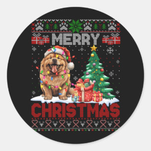 Adesivo Feliz Natal Chow Chow Dog Família Feia Xm