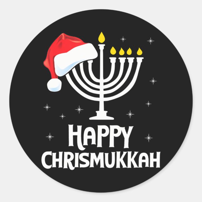 Adesivo Feliz Natal Chrismukkah Santa Hat Menorah (Frente)