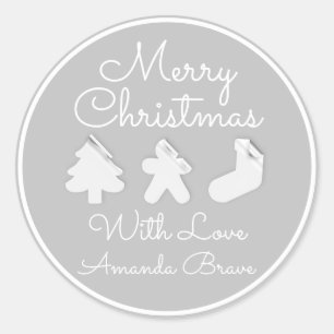 Adesivo Feliz Natal, Cinza Branca de Árvore