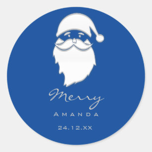 Adesivo Feliz Natal Cinza de prata azul Papais noeis