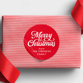 Adesivo Feliz Natal clássico de Natal vermelho presente