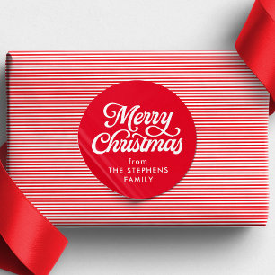 Adesivo Feliz Natal clássico de Natal vermelho presente