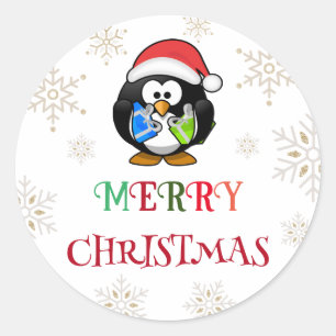Adesivo feliz natal colorida tipografia papais noeis pingu