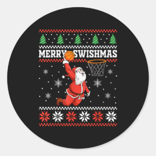 Adesivo Feliz Natal com Cestas de Basquete Homem de Neve N