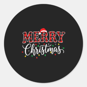 Adesivo Feliz Natal Com Família de Xadrez Preto e Vermelho