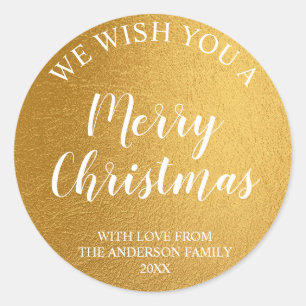Adesivo Feliz Natal com Folha de Ouro e Letra Branca