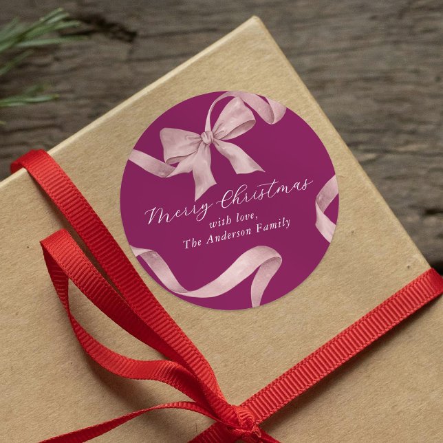 Adesivo Feliz Natal com Laço Rosa (Criador carregado)