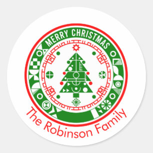 Adesivo Feliz Natal com o nome da família
