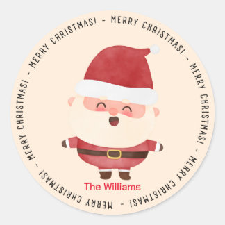 Adesivo Feliz Natal com Papai Noel Fofo Personalizado