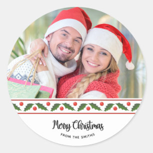 Adesivo Feliz Natal com Uma Foto Personalizada