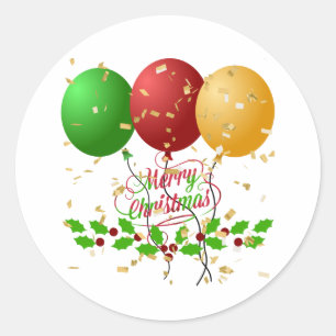 Adesivo Feliz Natal, confete de cor dourada,