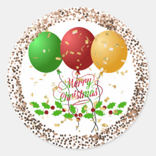 Adesivo Feliz Natal, confete dourado, Classic Ro