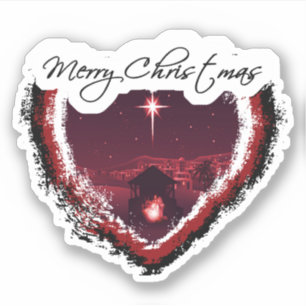 Adesivo Feliz Natal coração natividade