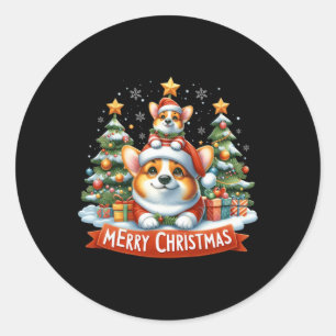 Adesivo Feliz Natal Corgmas Corgi Dog Matching Christm