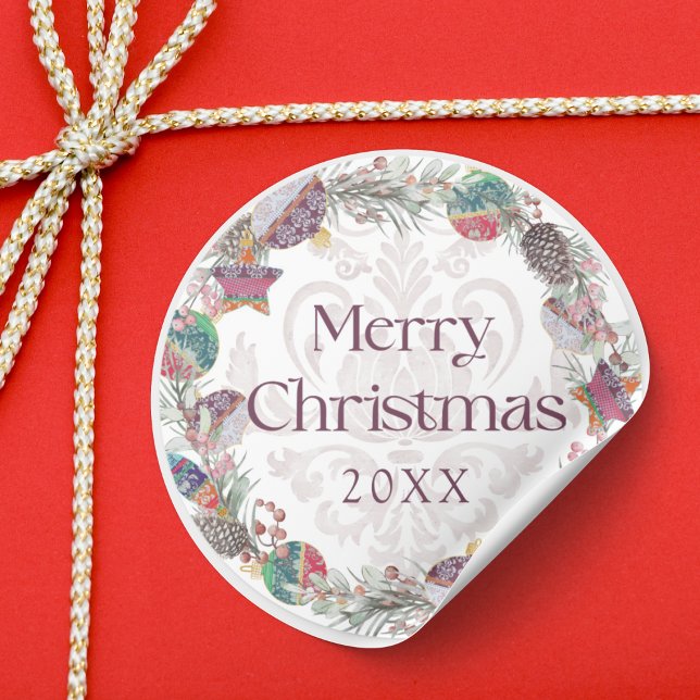 Adesivo Feliz Natal Coroa Botancial e Miçangas (Criador carregado)