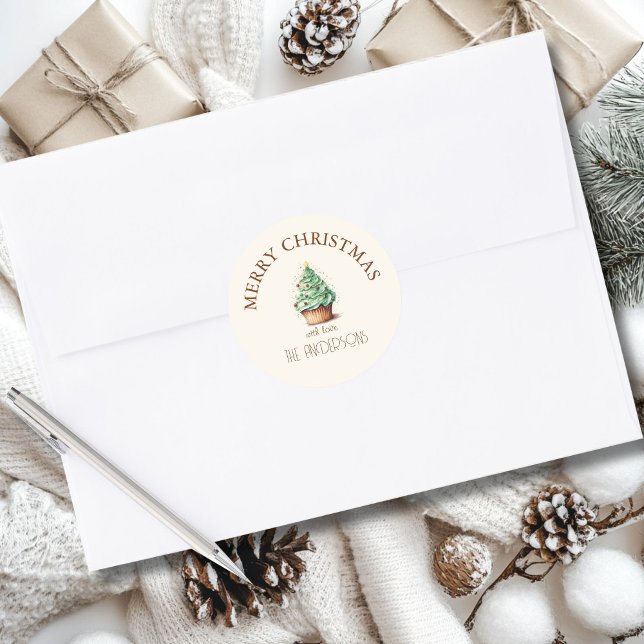 Adesivo Feliz Natal! Cupcake-Árvore de Natal (Criador carregado)