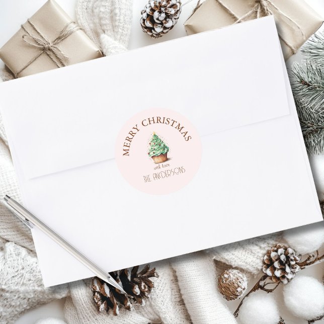 Adesivo Feliz Natal! Cupcake-Árvore de Natal (Criador carregado)