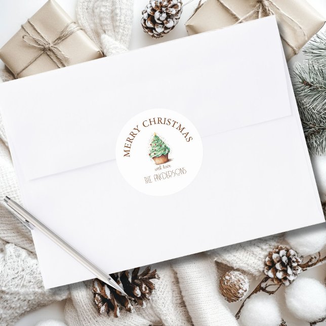 Adesivo Feliz Natal! Cupcake-Árvore de Natal (Criador carregado)