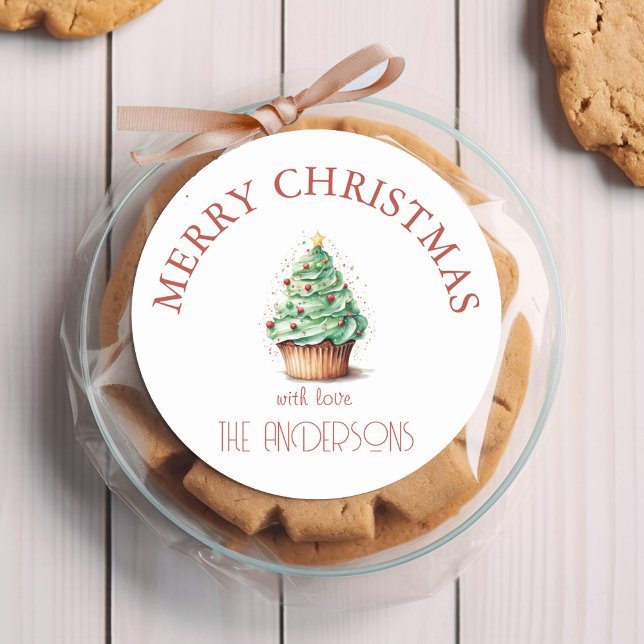 Adesivo Feliz Natal! Cupcake-Árvore de Natal (Criador carregado)