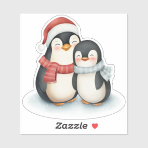 Adesivo Feliz Natal da Família Penguin