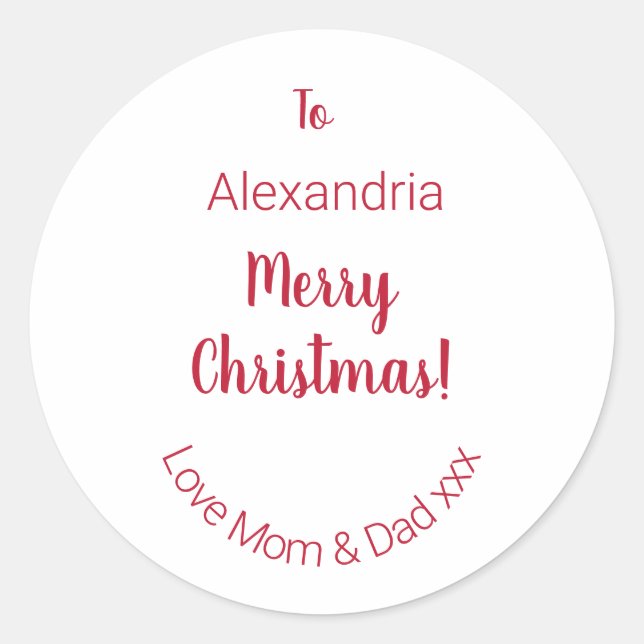 Adesivo Feliz Natal da mãe e Pai mínimo (Frente)