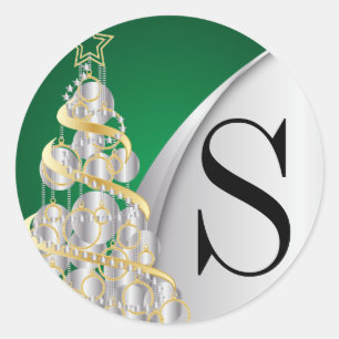 Adesivo Feliz Natal da prata do monograma, o Dourado e o