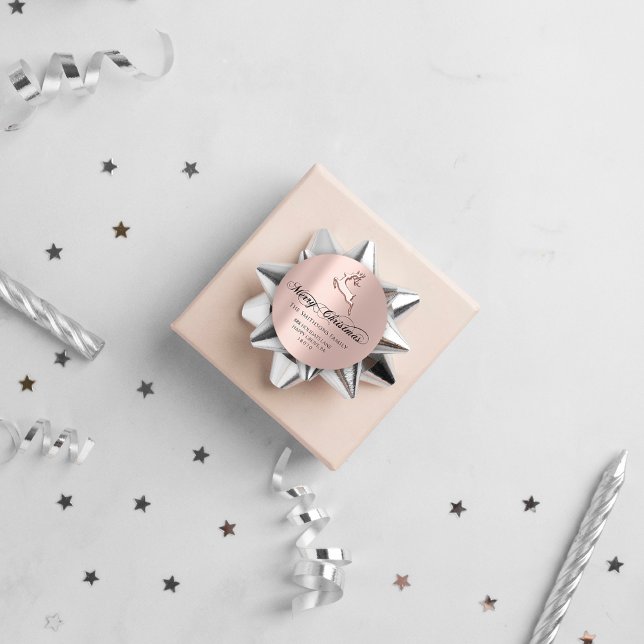 Adesivo Feliz Natal Da RSVP Rosa Deer Modern (Merry Christmas From RSVP Rose Deer Modern Classic Round Sticker)