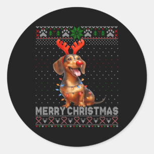 Adesivo Feliz Natal Dachshund Dog Freguiçoso