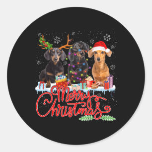 Adesivo Feliz Natal Dachshund Dogs Papais noeis Reindeer L
